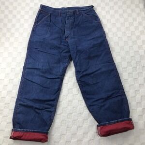 True Vintage Montgomery Ward Carpenter Jeans Men's 34x30 Quilt Lined USA 70s 80s